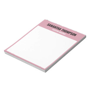Modernes Chic Rosa, Weiß und Schwarz Notizblock