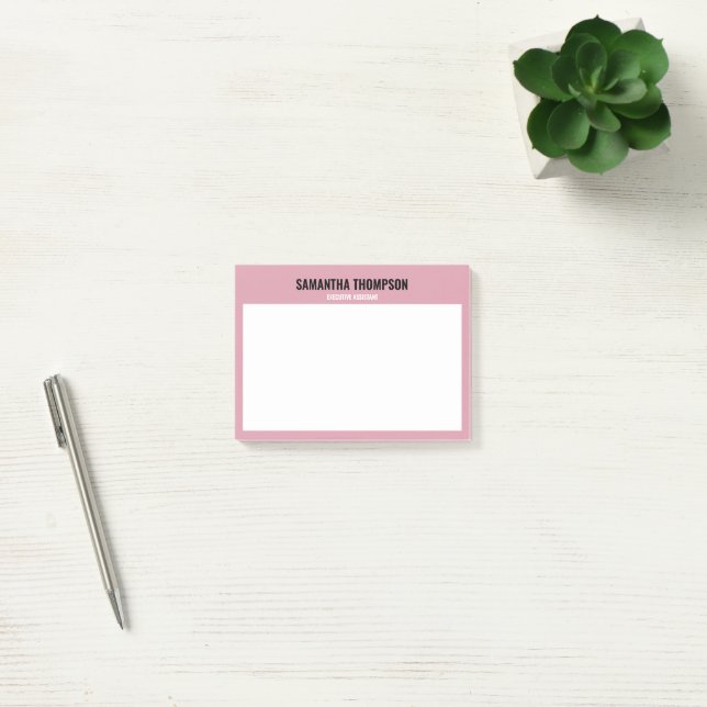 Modernes Chic Rosa, Weiß und Schwarz Post-it Klebezettel (Büro)