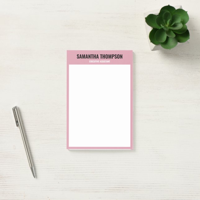 Modernes Chic Rosa, Weiß und Schwarz Post-it Klebezettel (Büro)