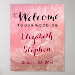 Modernes Chic Rose Gold Floral Wedding Sign Poster