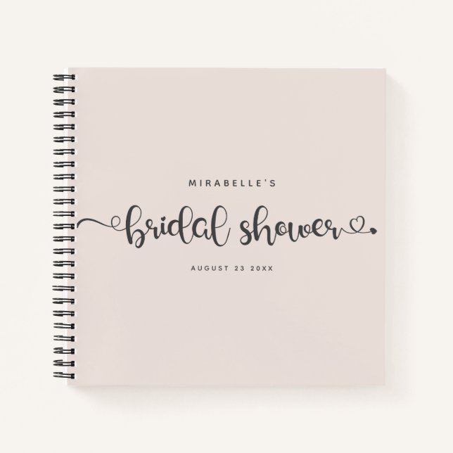 Modernes Chic Script Brautparty Blush Pink Gast Notizbuch (Vorderseite)