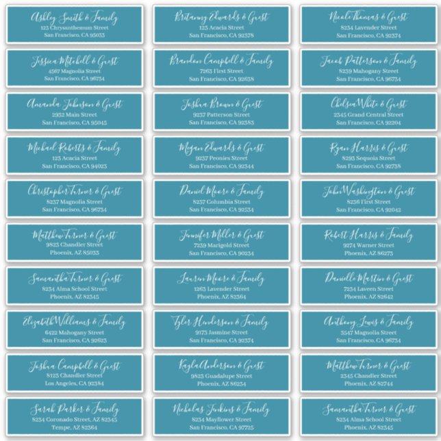 Modernes Chic Script für die Hochzeitsgäste Aufkleber (Vorderseite)