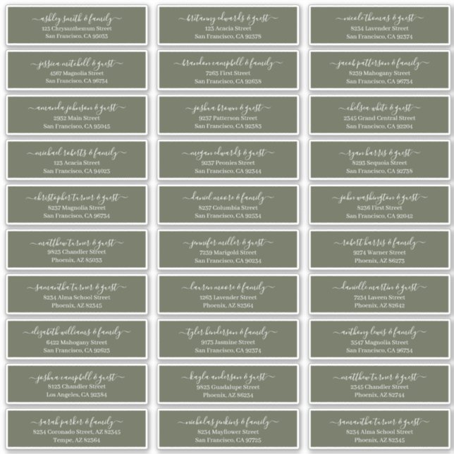 Modernes Chic Script für die Hochzeitsgäste Aufkleber (Vorderseite)