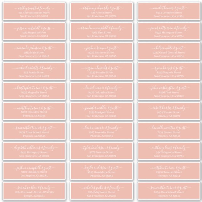 Modernes Chic Script für die Hochzeitsgäste Aufkleber (Vorderseite)