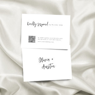 Modernes Chic Script Minimalistisch Wedding QR Cod RSVP Karte