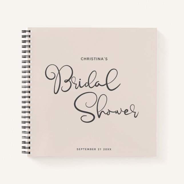 Modernes Chic Script Niedlich Brautparty Gast Notizbuch (Vorderseite)