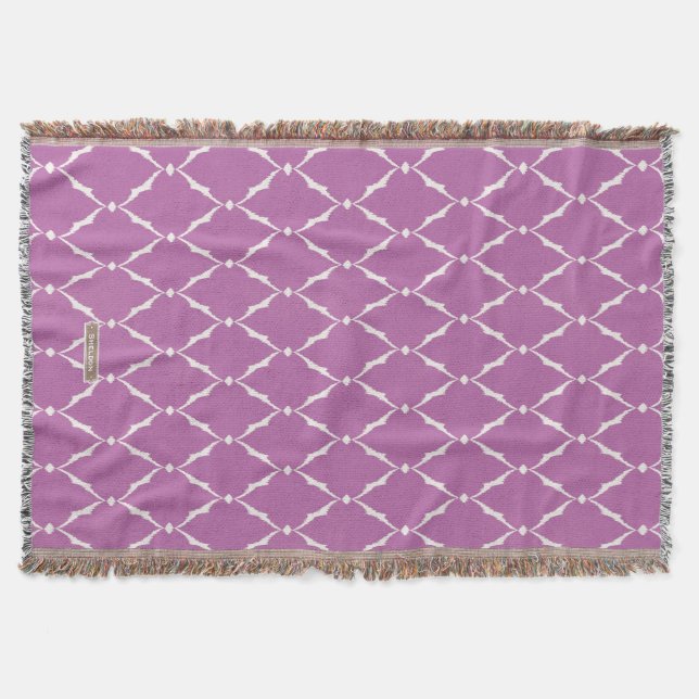 Modernes chic-strukturiertes lila ikat-Zickzack Mu Decke (Vorderseite)
