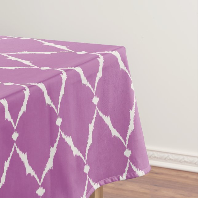 Modernes chic-strukturiertes lila ikat-Zickzack Mu Tischdecke (Beispiel)
