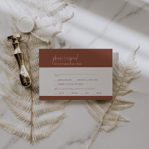 Modernes Chic Terracotta Rost Menü Auswahl RSVP Ka