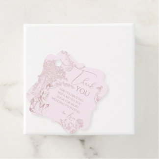 Modernes Chic Toile de Jouy Picnic Brautparty Geschenkanhänger