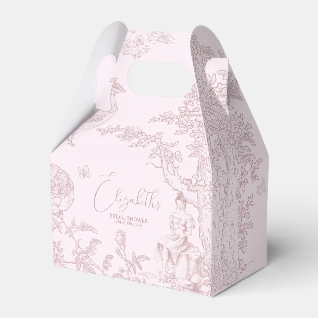 Modernes Chic Toile de Jouy Picnic Brautparty Geschenkschachtel (Vorderseite)
