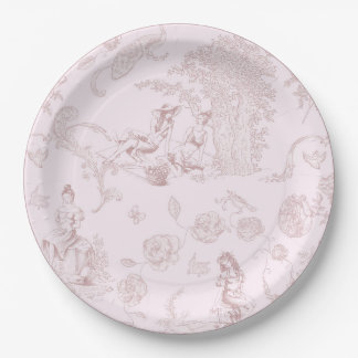 Modernes Chic Toile de Jouy Picnic Brautparty Pappteller