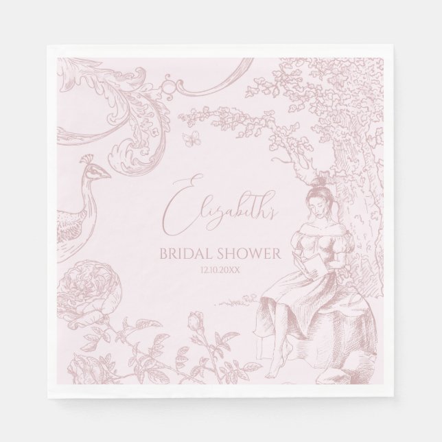 Modernes Chic Toile de Jouy Picnic Brautparty Serviette (Vorderseite)
