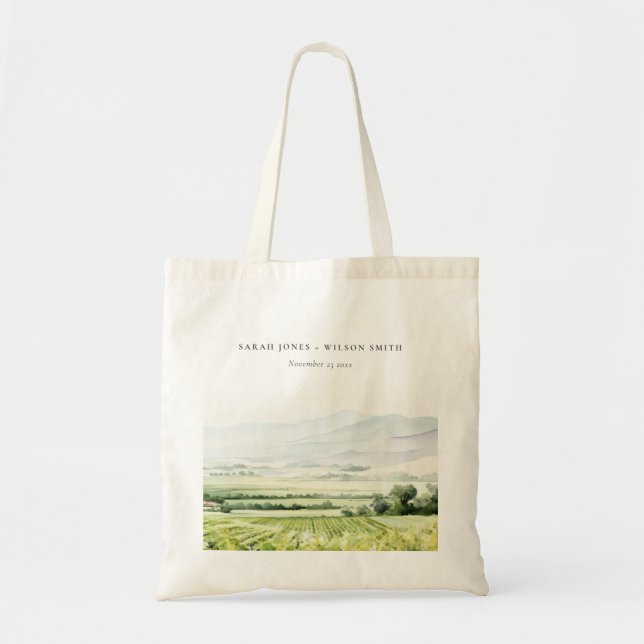Modernes Chic Watercolor Weinroute Mendrisiotto Tragetasche (Vorne)