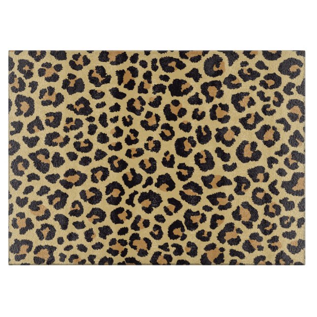 Modernes Chic Wildlife Leopard Tierdruckmuster Schneidebrett (Vorderseite)