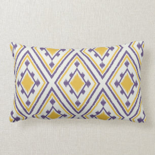 Modernes Chicgelb lila geometrisches ikat Kissen