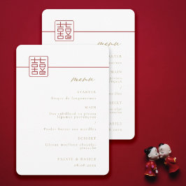 Modernes chinesisches Hochzeitsmenü mit doppeltem  Einladung