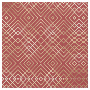 Modernes chinesisches rotes Art Deco Geometrisches Stoff