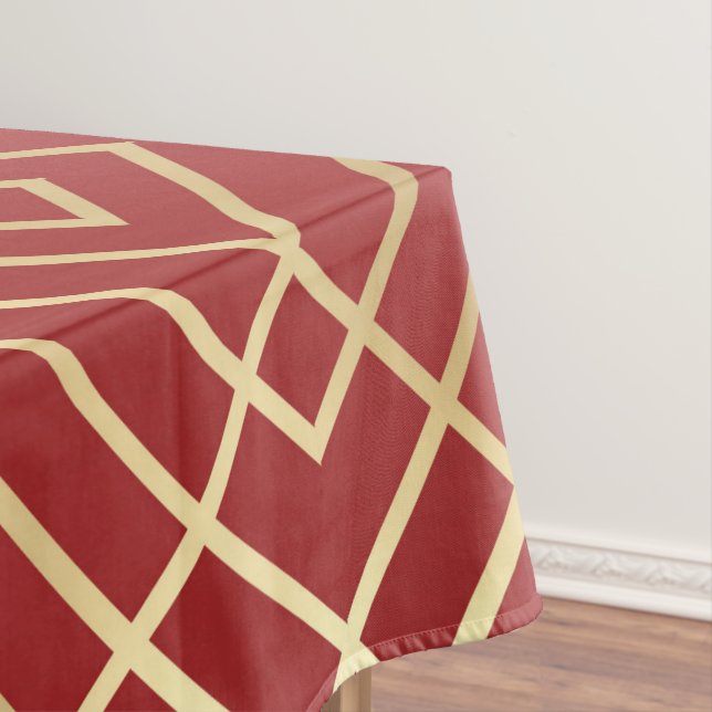 Modernes chinesisches rotes Art Deco Geometrisches Tischdecke (Beispiel)