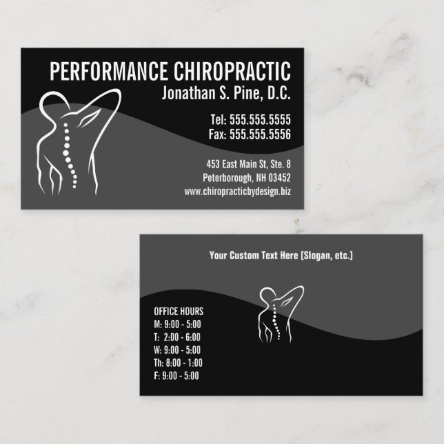 Modernes Chiropraktor-Geschäft mit Rückenspinenlog Visitenkarte (Vorne/Hinten)