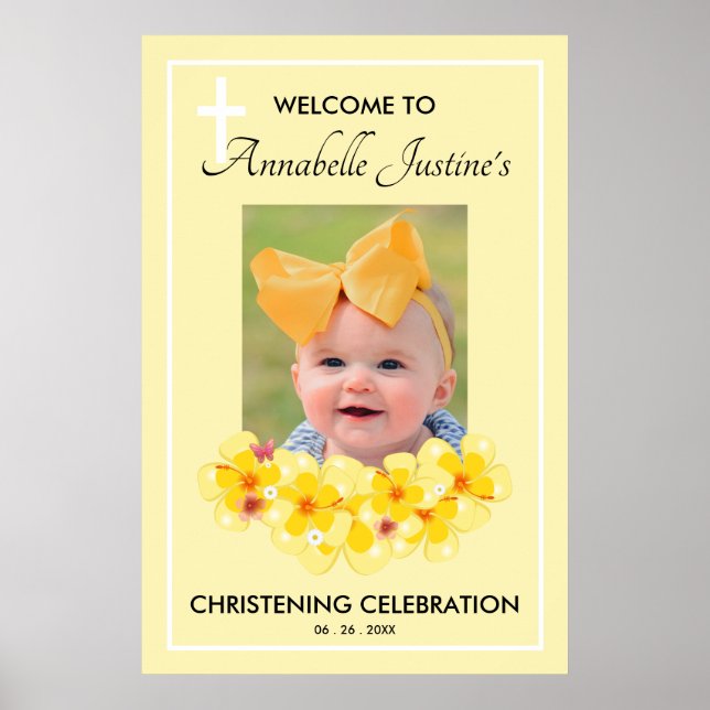 Modernes CHRISTENING DATEI Party Begrüßung Poster (Vorne)