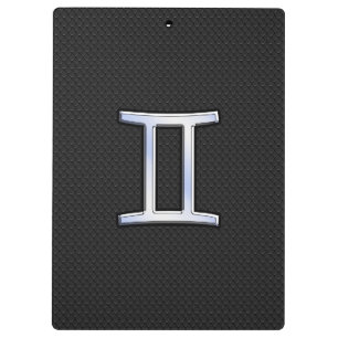 Modernes Chrome wie Gemini Zodiac Symbol Klemmbrett