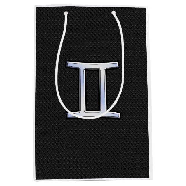 Modernes Chrome wie Gemini Zodiac Symbol Mittlere Geschenktüte (Vorderseite)