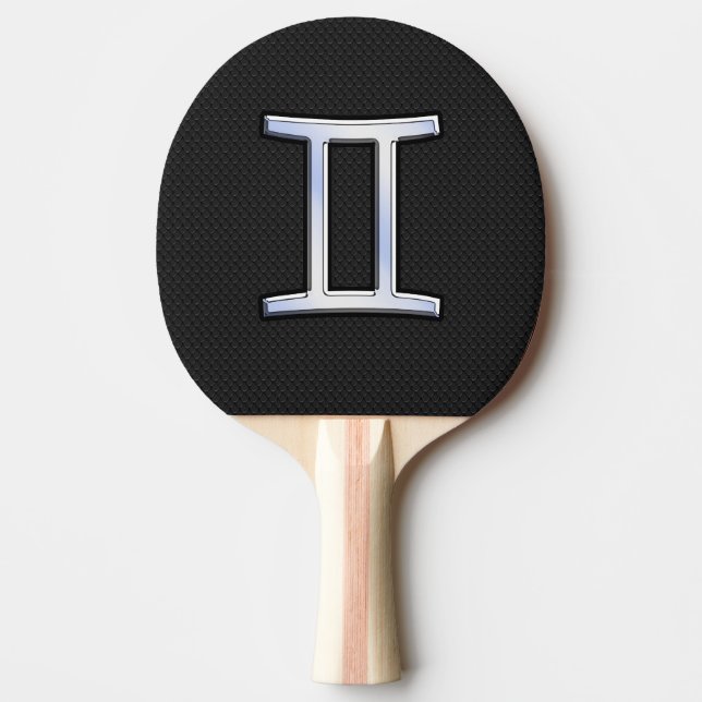 Modernes Chrome wie Gemini Zodiac Symbol Tischtennis Schläger (Vorderseite)