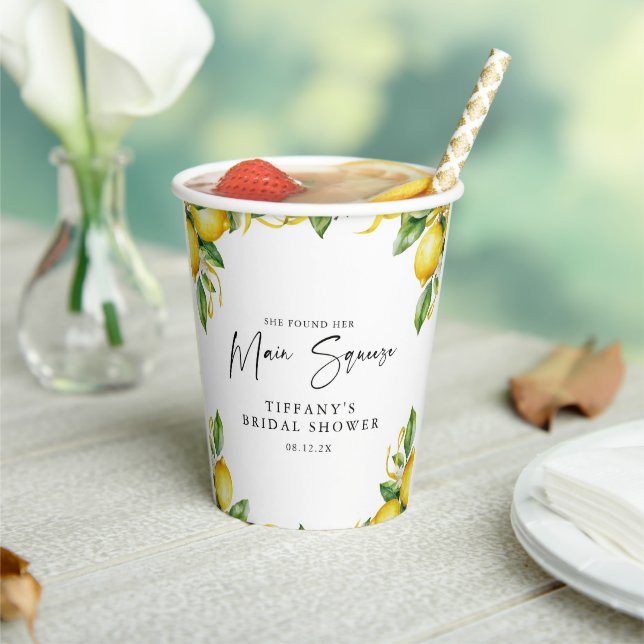 Modernes Citrus Lemon Brautparty Pappbecher (In Situ)