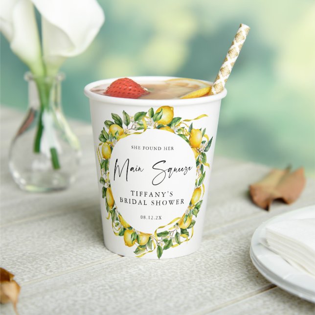 Modernes Citrus Lemon Brautparty Pappbecher (In Situ)