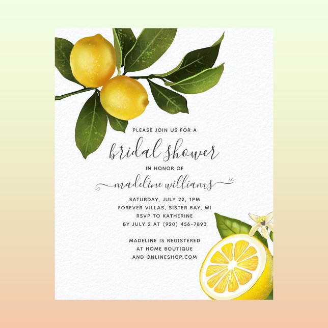 Modernes Citrus Lemon Garden Brautparty laden ein Flyer (Von Creator hochgeladen)
