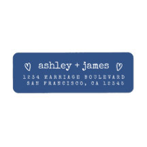 Modernes Classic Blue Wedding Return Label