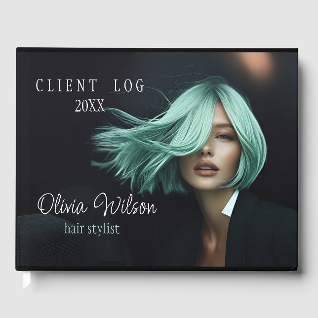 Modernes Client Log Book for Hair Salons schwarz Gästebuch (Vorderseite)