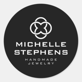 Modernes Clover Logo Luxus Boutique Schwarz Runder Aufkleber