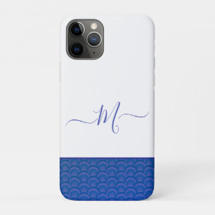 Modernes Coastal Blue White Seashell Monogram   Case-Mate iPhone Hülle