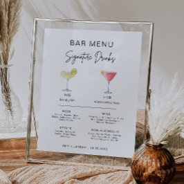 Modernes Cocktail Signature Drink Bar Menu Signatu Poster
