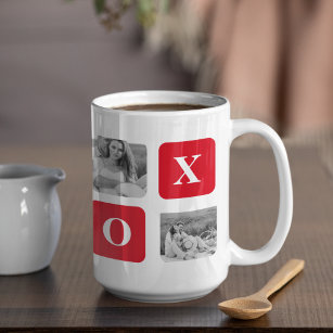 Modernes Collage Couple Foto & Red XOXO Kaffeetasse