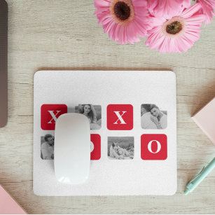 Modernes Collage Couple Foto & Red XOXO Mousepad