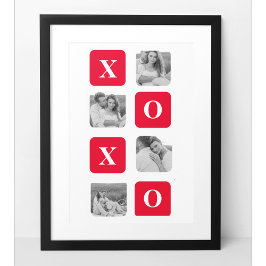 Modernes Collage Couple Foto & Red XOXO Poster