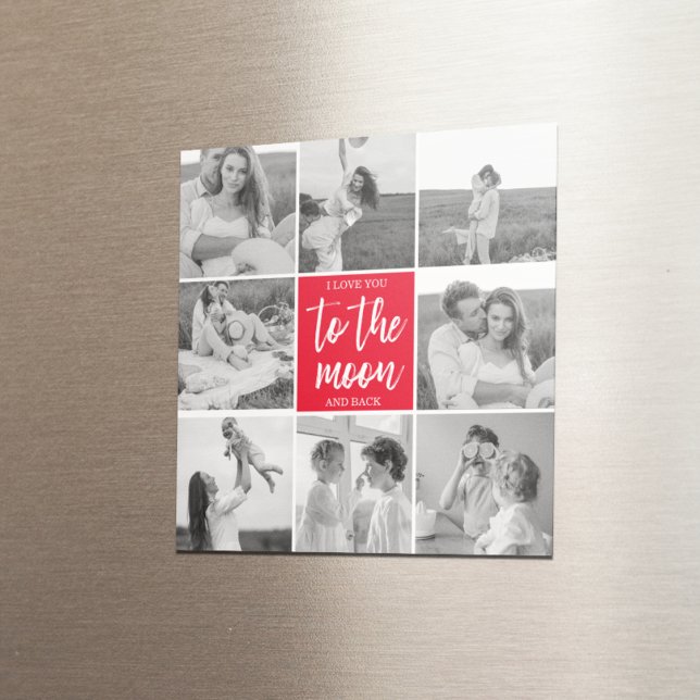 Modernes Collage Couple Foto & to Moon Zitat Magnet (Von Creator hochgeladen)