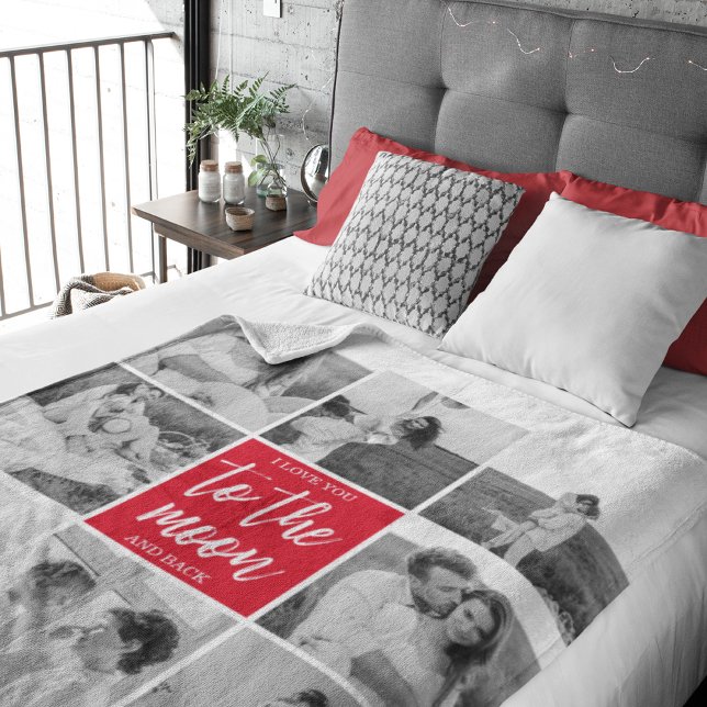 Modernes Collage Couple Foto & to Moon Zitat Sherpadecke (Von Creator hochgeladen)