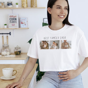 Modernes Collage Foto & Beste Familie je Bestes Ge T-Shirt