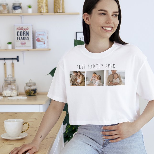 Modernes Collage Foto & Beste Familie je Bestes Ge T-Shirt (Von Creator hochgeladen)