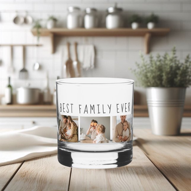 Modernes Collage Foto & Beste Familie je Bestes Ge Whiskyglas (Von Creator hochgeladen)