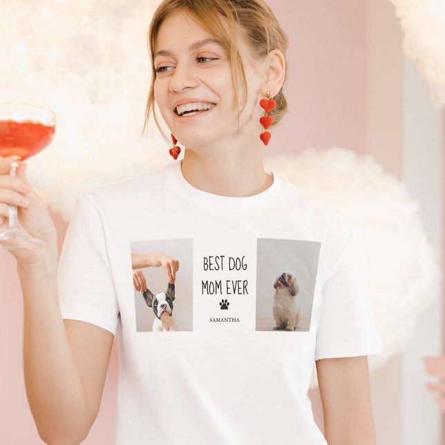Modernes Collage Foto Beste Mama Hund je T-Shirt (Von Creator hochgeladen)