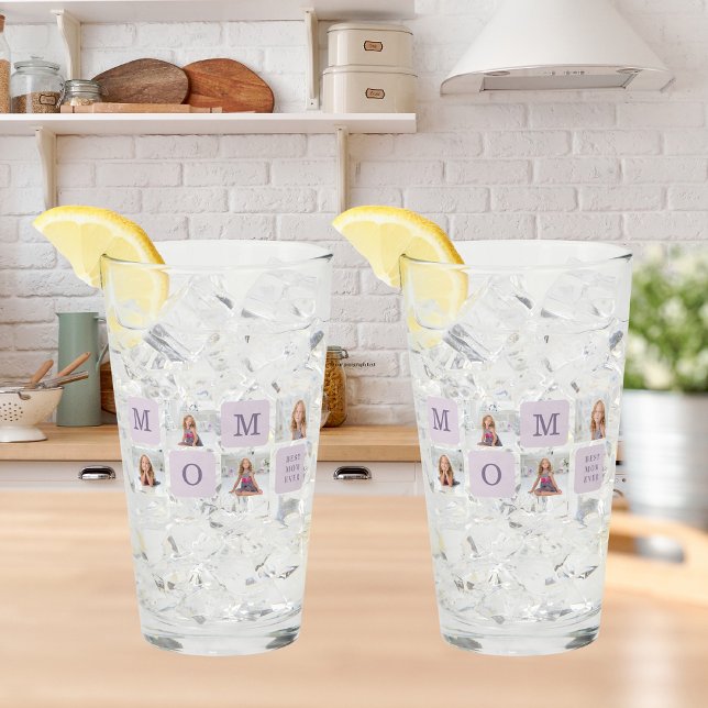 Modernes Collage Foto Beste Mama je Lila Geschenk Glas (Von Creator hochgeladen)