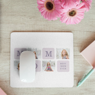 Modernes Collage Foto Beste Mama je Lila Geschenk Mousepad
