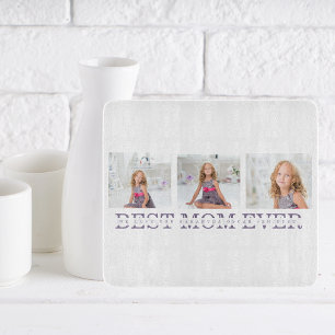 Modernes Collage Foto Beste Mama je Lila Geschenk Schneidebrett