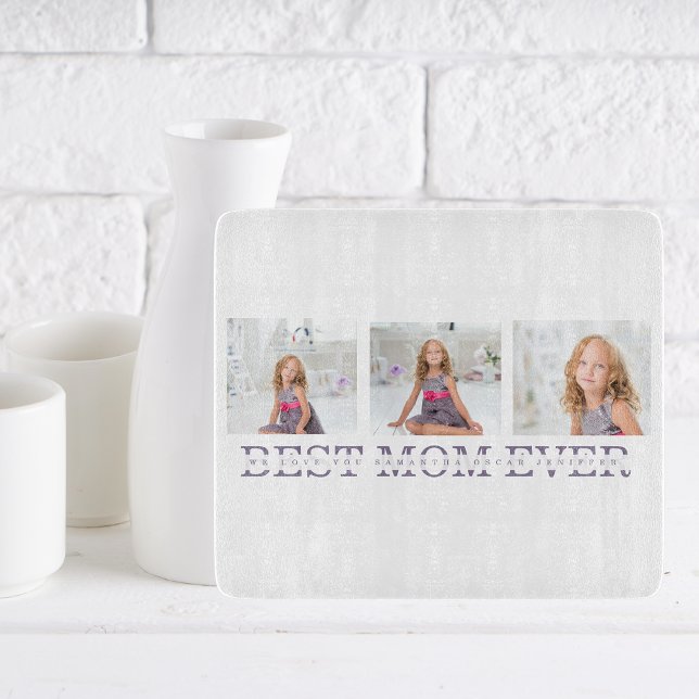 Modernes Collage Foto Beste Mama je Lila Geschenk Schneidebrett (Von Creator hochgeladen)