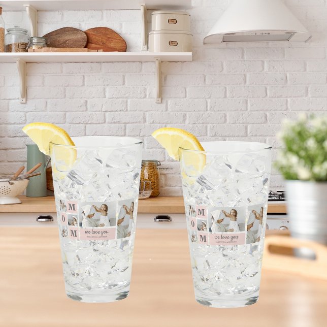 Modernes Collage Foto Beste Mama je rosa Geschenk Glas (Von Creator hochgeladen)